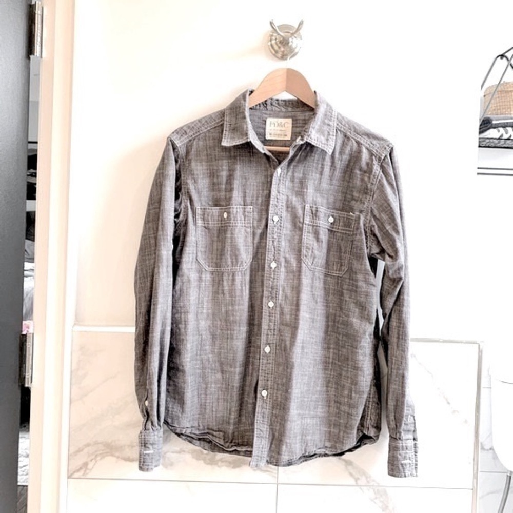 PD&C Men’s Casual Shirt. Lightweight Grey Denim-Look.